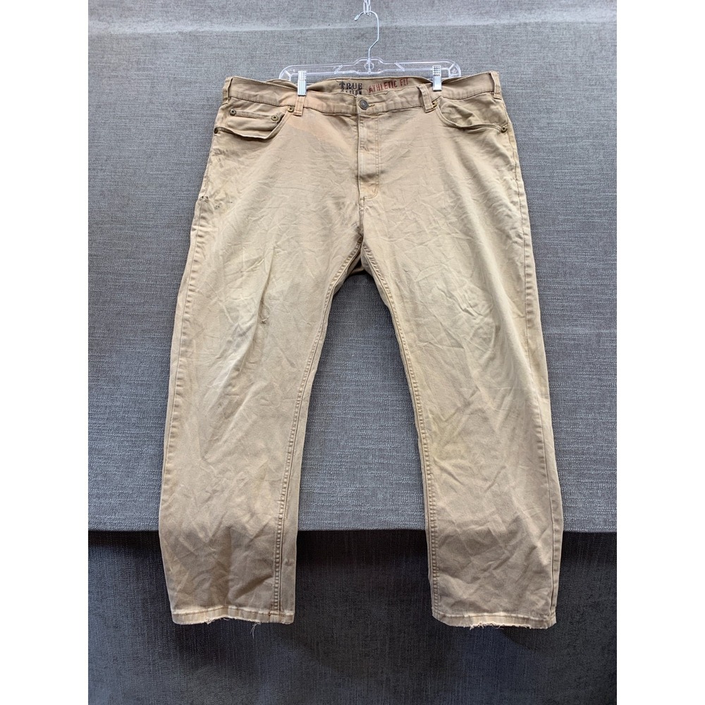 True Nation Pants Men 46x30 Khaki Athletic Fit Casual Straight Leg Everyday Wear